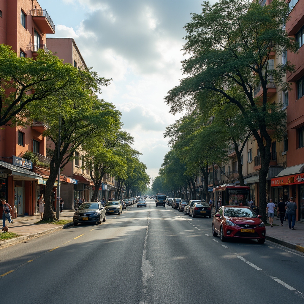 Asunción street during a weekday morning showing real traffic and daily life