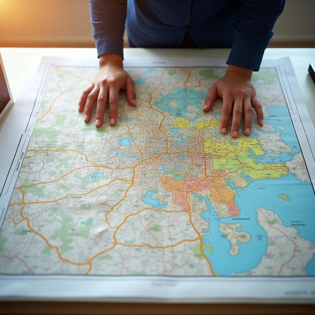 Visual representation of Asunción metropolitan area showing urban zones and connecting roads