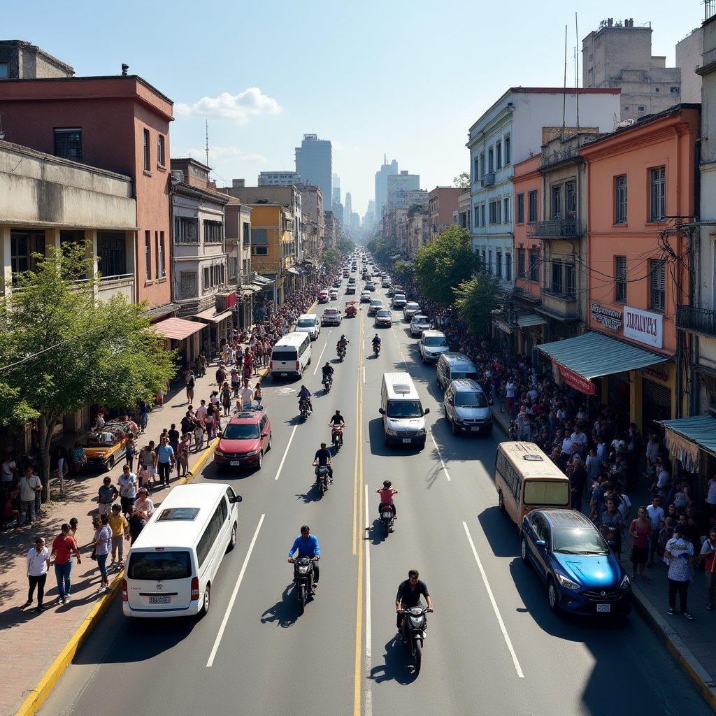 Sajonia neighborhood in Asunción with commercial activity and residential streets